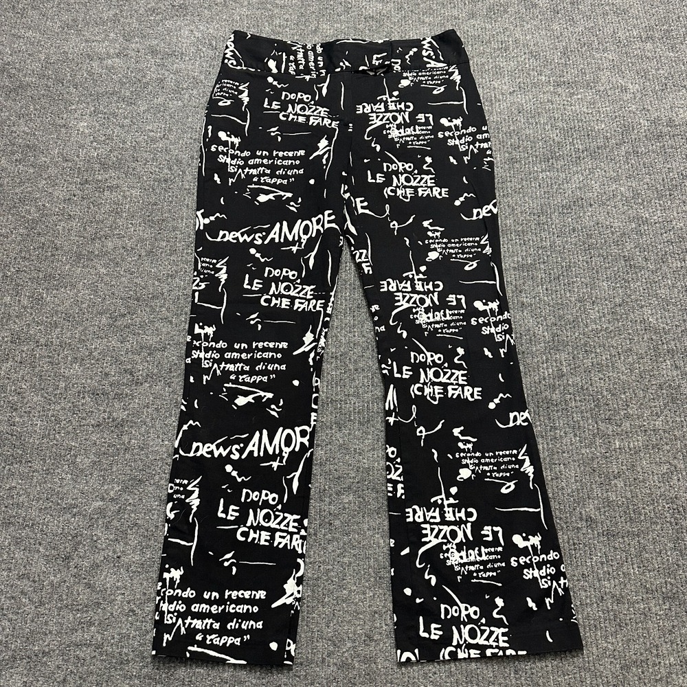 RUE 21 Options Stretch Womens Pants Size 12 Black Graffiti Print Streetwear Y2K